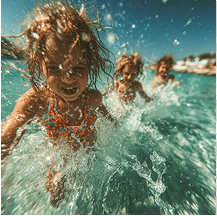 Children playing in the water