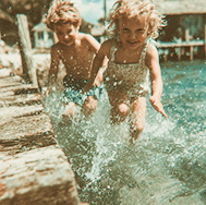 Children splashing in the water